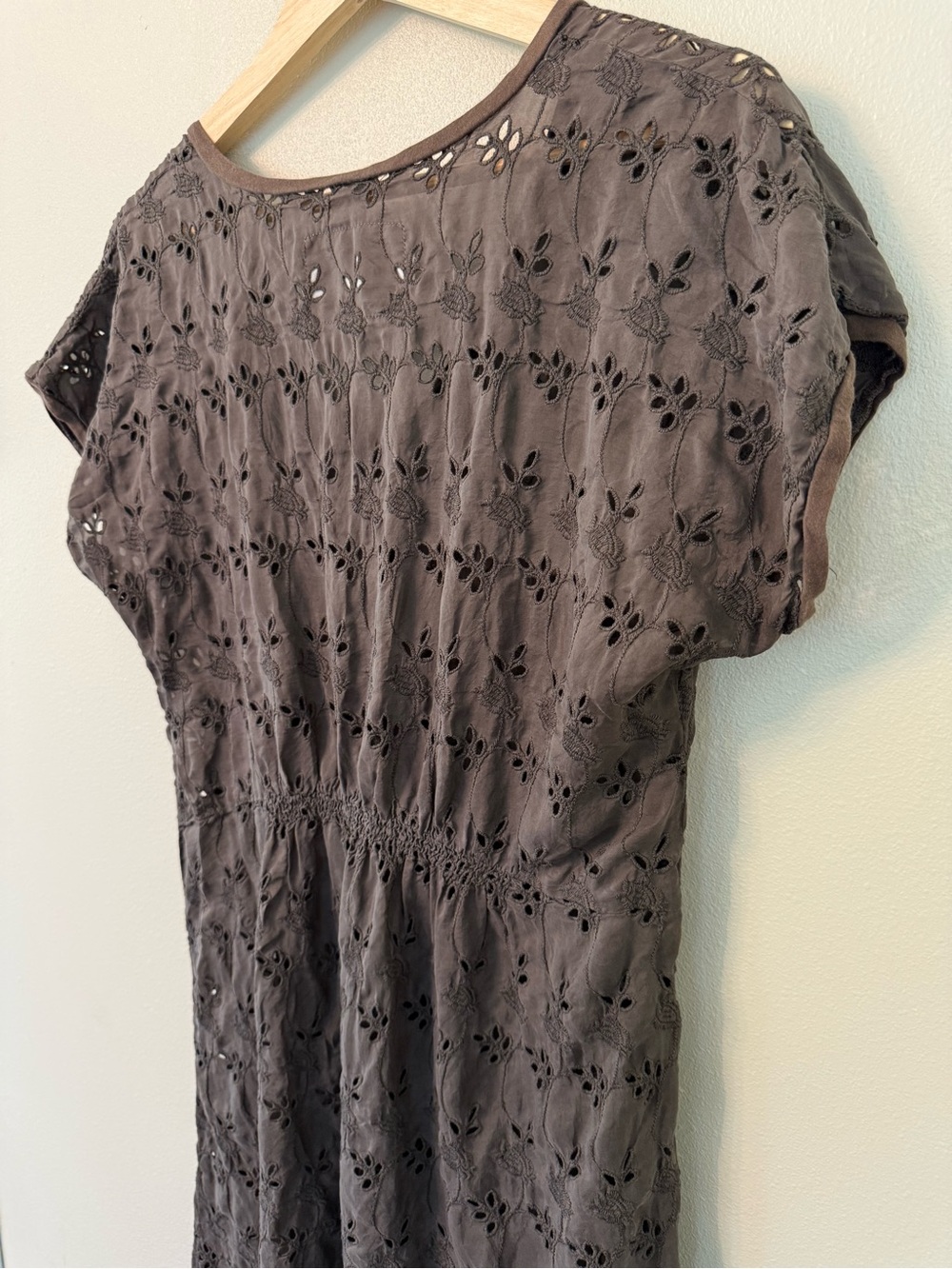 Johnny Was Vintage Brown Silk Eyelet Tunic Dress Medium - Picture 6 of 6